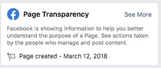 facebook page transparency